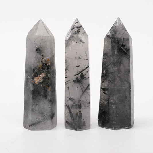 Set of 3 Black Tourmaline Crystal Points Wholesale Crystals