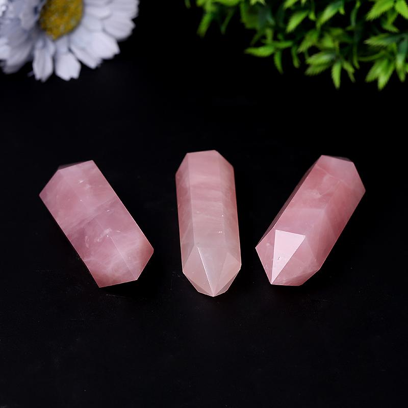 Natural Rose Quartz Double Terminated Points Wholesale Crystals