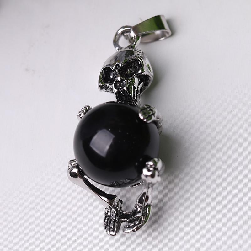 Wholesale Silver Skeleton Wrapped Round Ball Crystal Pendant Wholesale Crystals