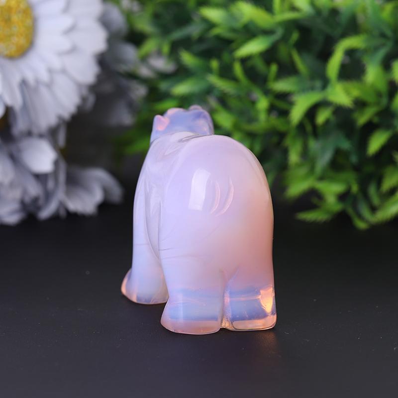 3" Pink Opal Bear Carving for Collection Crystal Gift Wholesale Crystals