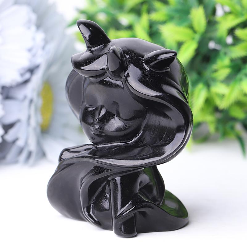 3.3" Black Obsidian Devil Crystal Carvings Wholesale Crystals