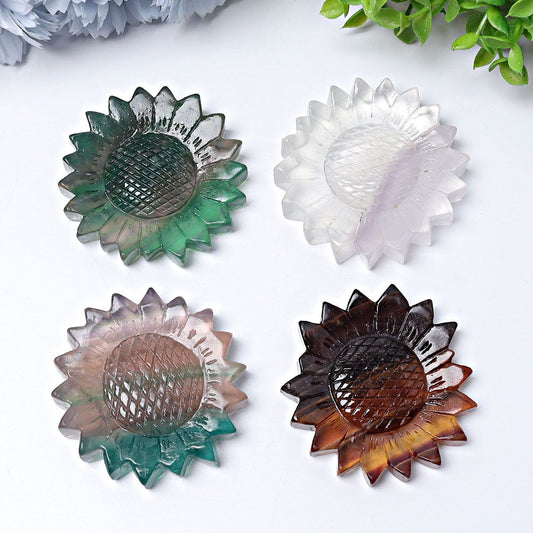 2.6" Fluorite Sun Flower Crystal Carvings Wholesale Crystals