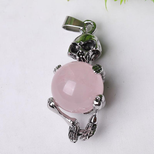 Wholesale Silver Skeleton Wrapped Round Ball Crystal Pendant Wholesale Crystals