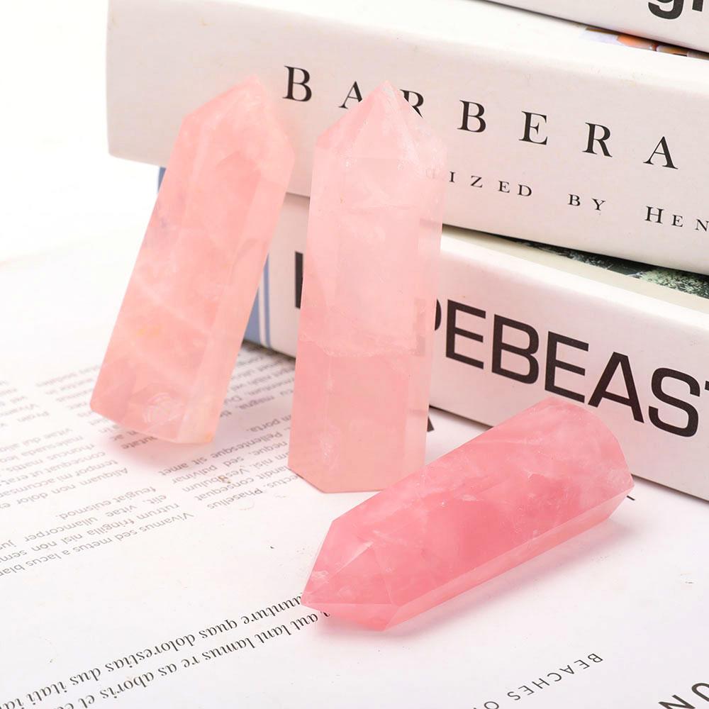 Set of 3 Rose Quartz Points Wholesale Crystals