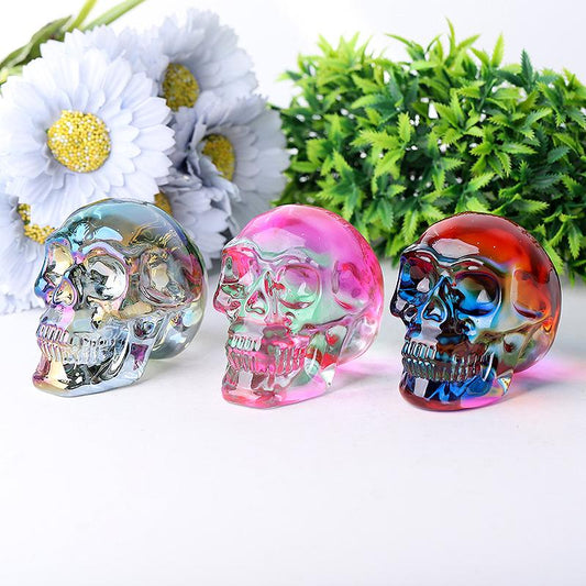 3" Aura Glass Skull Crystal Carvings Wholesale Crystals