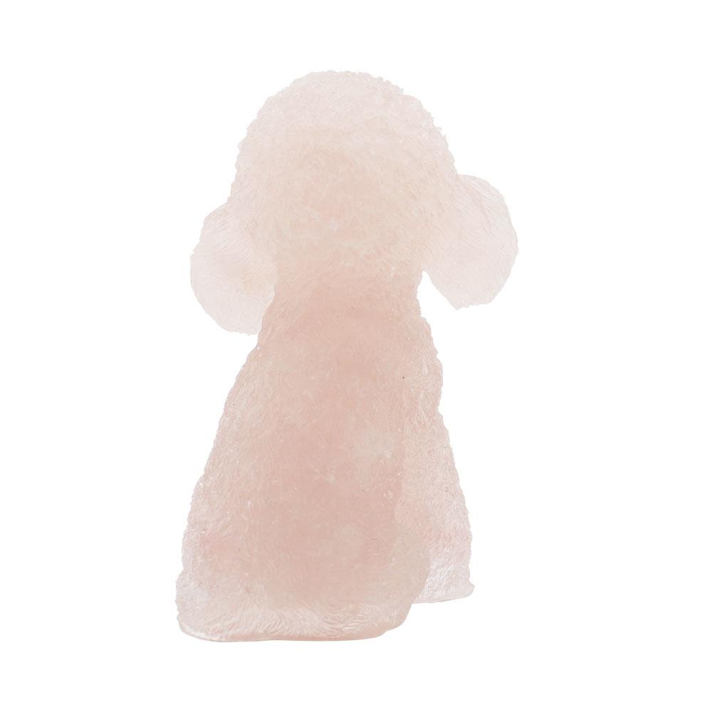 Resin Dog Figurines with Rose Quartz Gravel Toy Poodle for Kids Gifts Wholesale Crystals