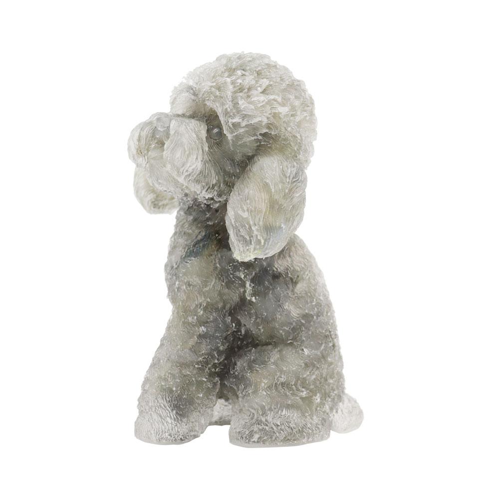 Resin Dog Figurines with Labradorite Gravel Toy Poodle for Kids Gifts Wholesale Crystals