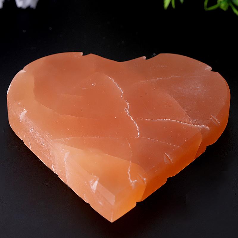 5" Peach Selenite Heart Shape Carving Wholesale Crystals