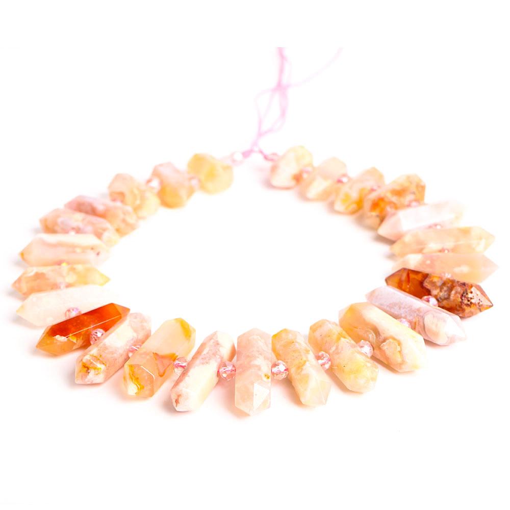 Flower Agate Crystal Point Chain String for DIY Wholesale Crystals