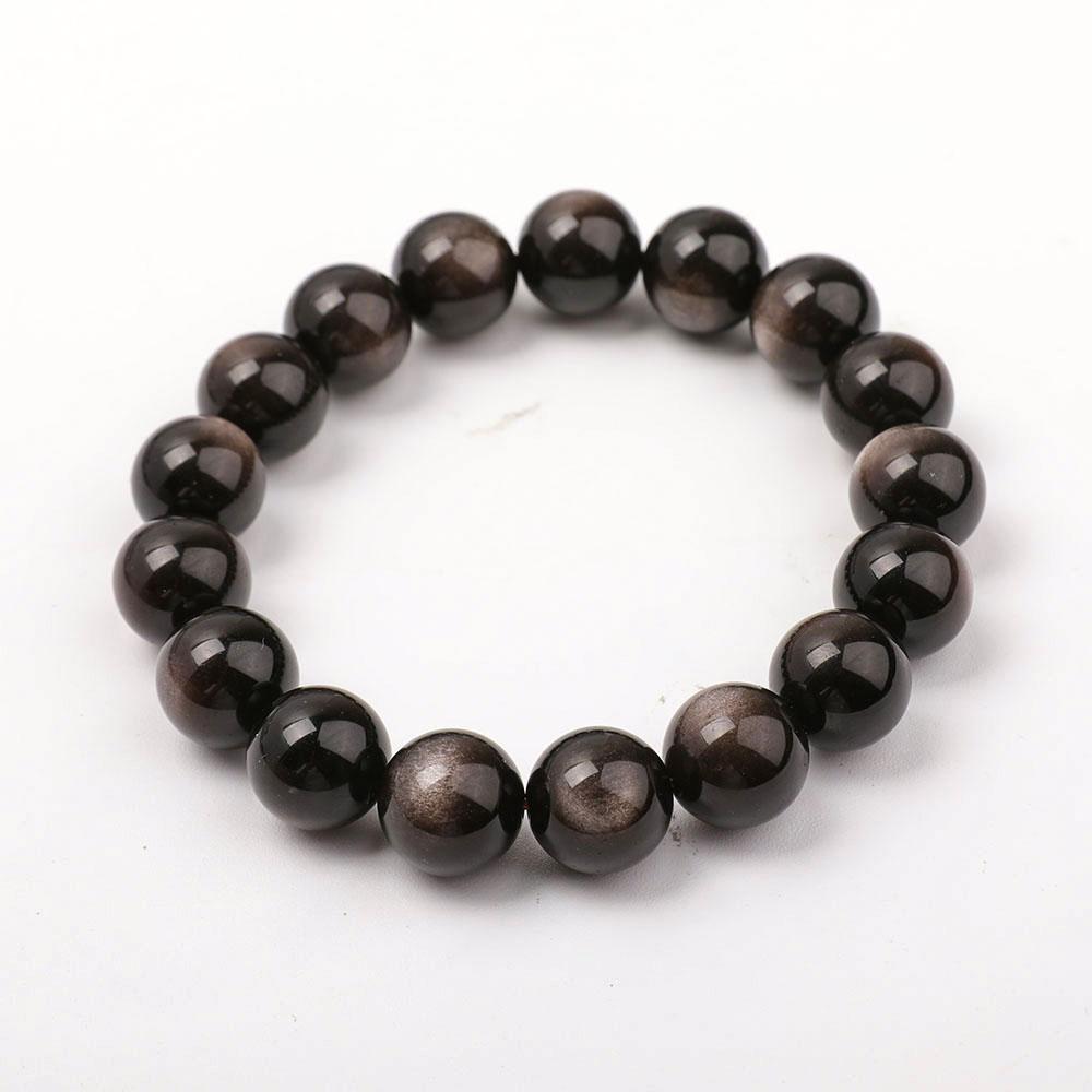 12mm Silver Obsidian Bracelet Wholesale Crystals