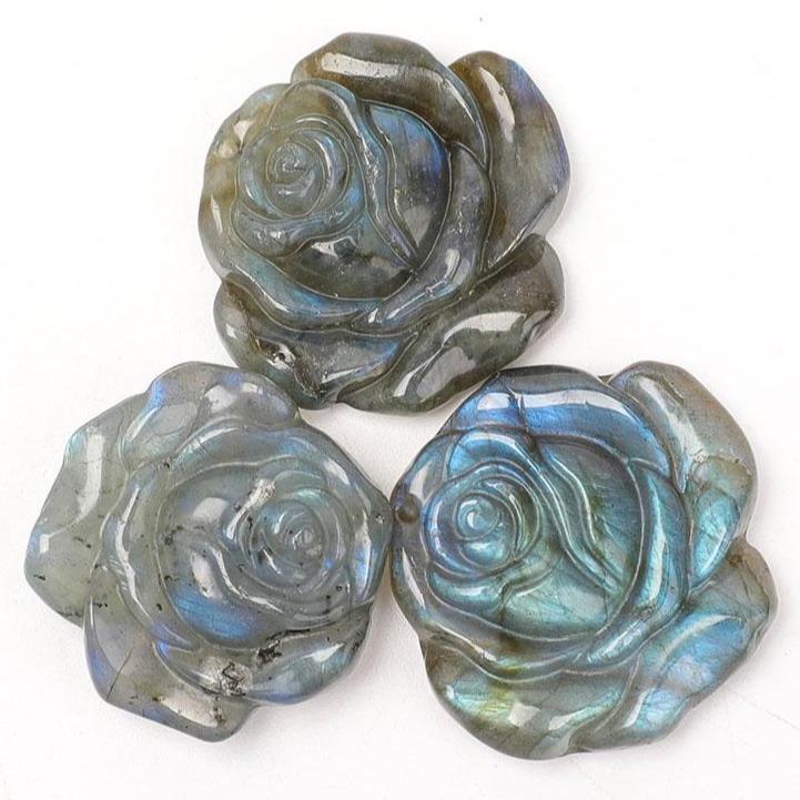 Labradorite Rose Flower Carvings Wholesale Crystals