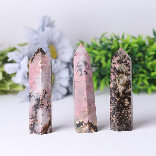 Wholesale Natural Crystal Spiritual Healing Stones Rhodonite Point Tower for Decoration Wholesale Crystals