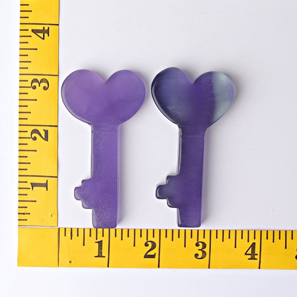 3" Fluorite Heart Key Crystal Carvings Wholesale Crystals