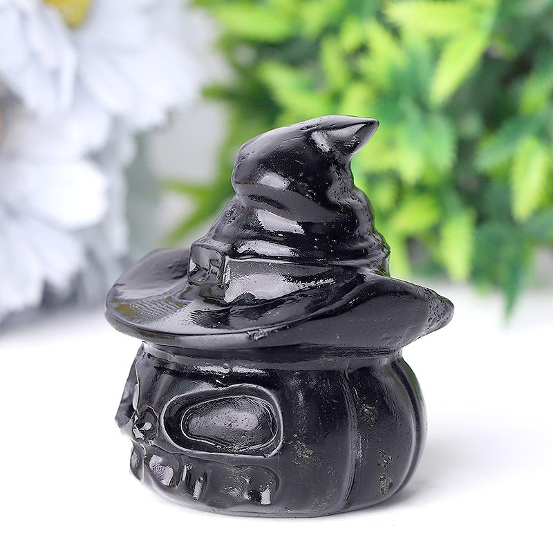 2.2" Black Obsidian Pumpkin Crystal Carvings for Halloween Wholesale Crystals