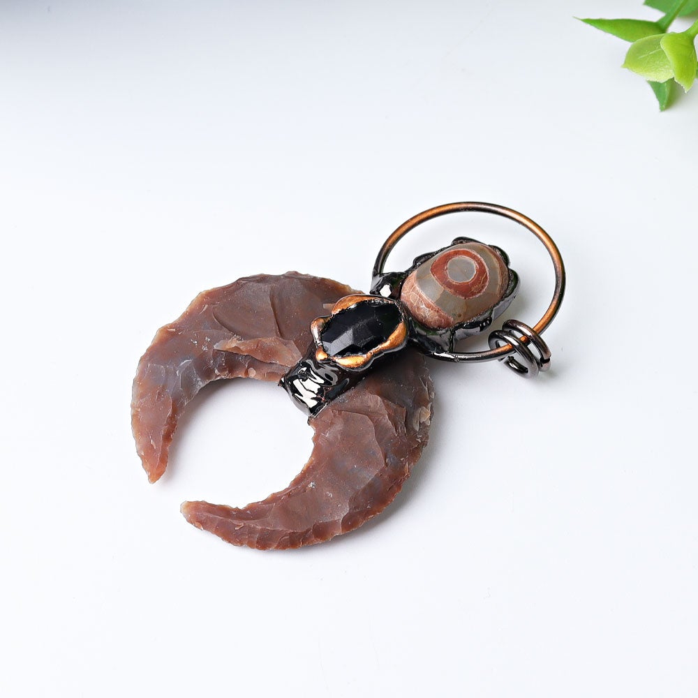 2.6" Agate Moon Shape Crystal Pendant for Jewelry DIY Wholesale Crystals