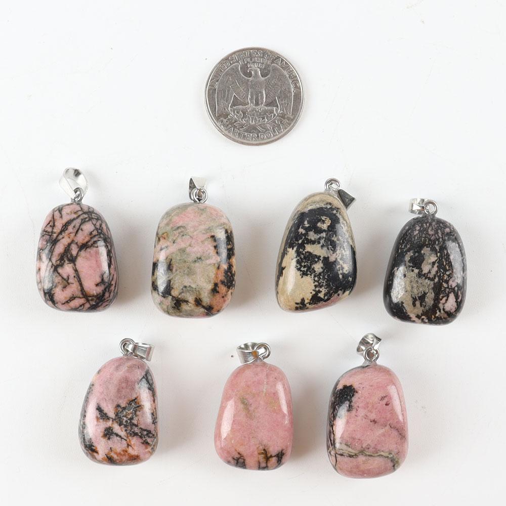 Natural Rhodonite Healing Crystal Polished Stones Irregular Crystal Pendant for Gift Wholesale Crystals