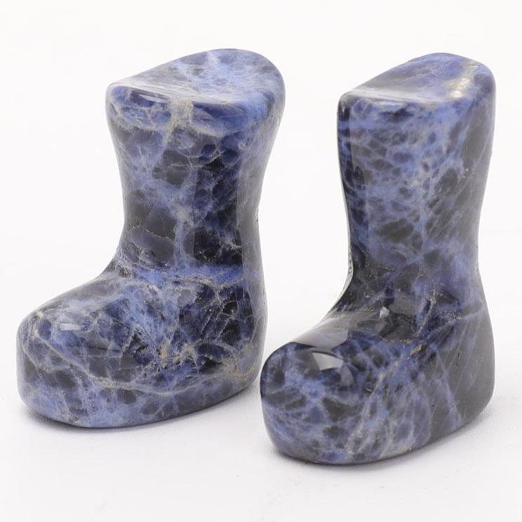 1.5" Set of 2 Sodalite Christmas Boots Carvings Wholesale Crystals