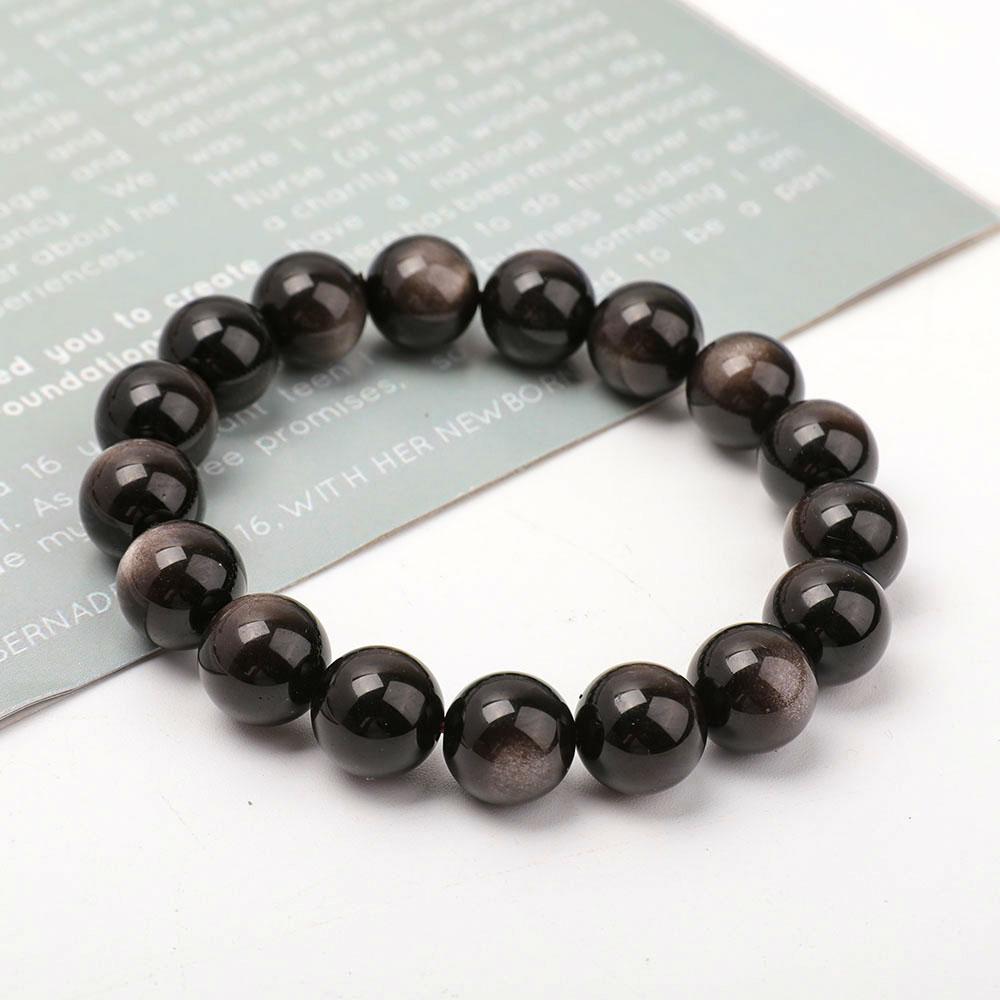 12mm Silver Obsidian Bracelet Wholesale Crystals