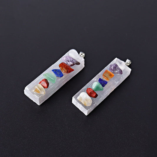 2" Selenite Stick with Chakra Decoration Pendant Wholesale Crystals