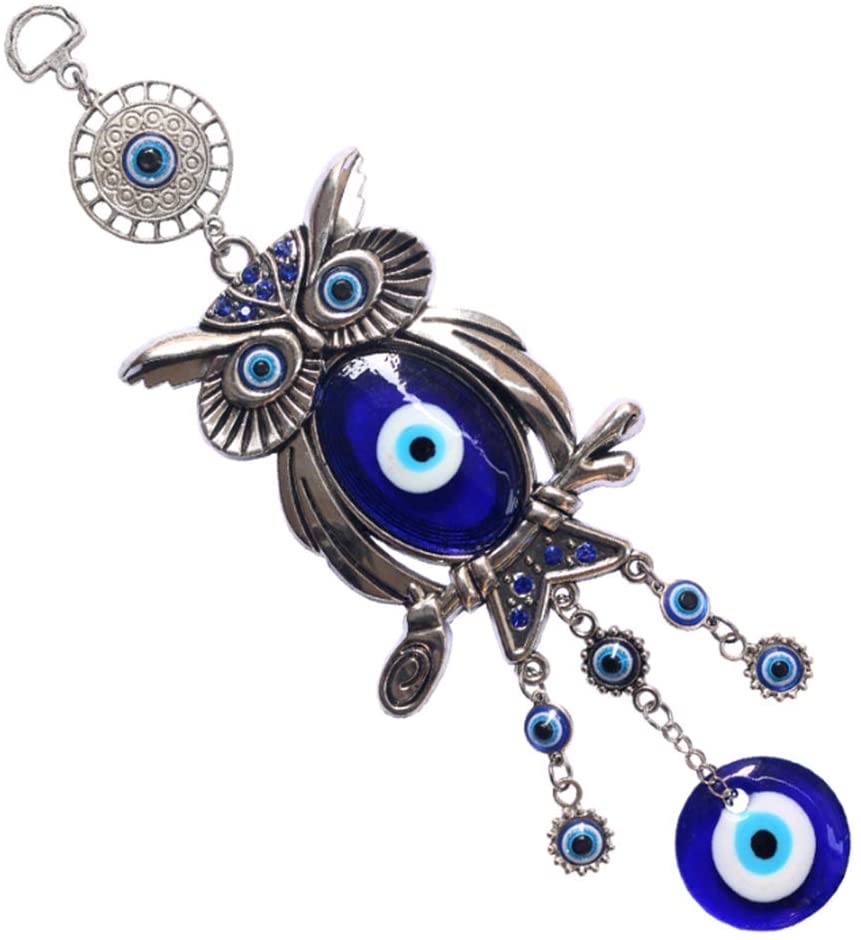 Blue Evil Eye Owl 11.7 Inches Pendant Decoration Wholesale Crystals