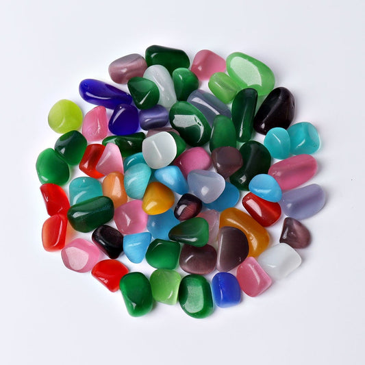 0.1kg Mixed Colorful Cat's Eye Crystal Tumbles Wholesale Crystals