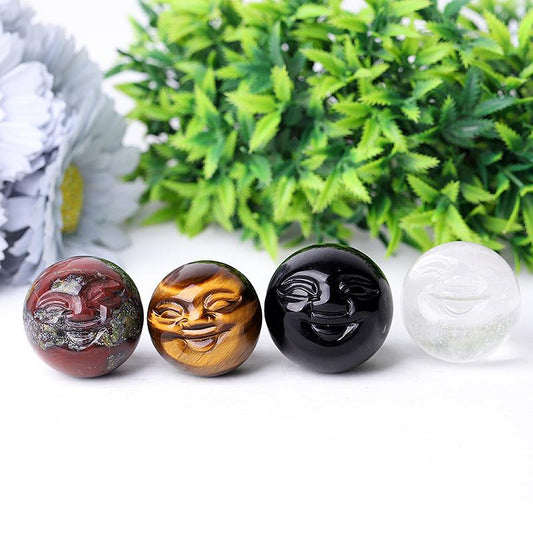 1.35" Smile Face Crystal Carvings Wholesale Crystals