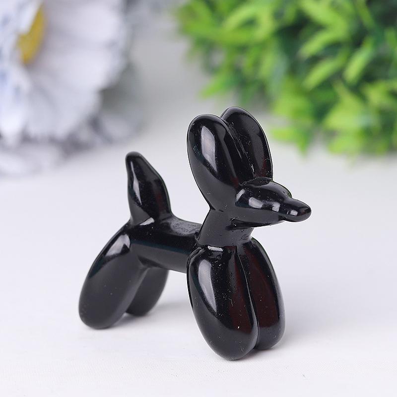 2.5" Black Obsidian Balloon Dog Crystal Carvings Wholesale Crystals