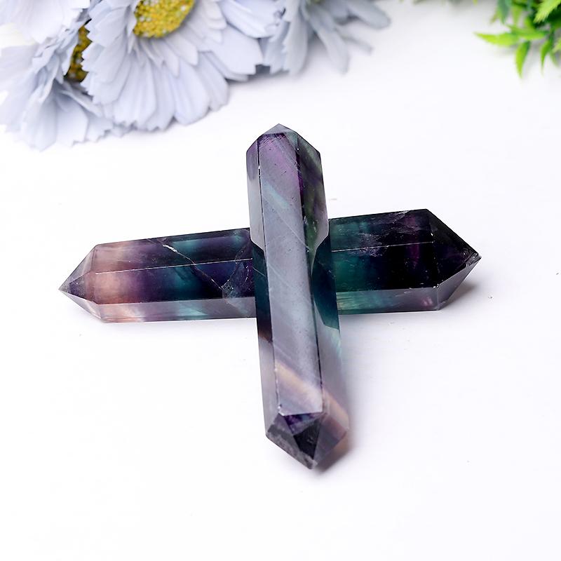 Natural Rainbow Fluorite Double Point Crystal Double Towers For Decoration For Gift Wholesale Crystals