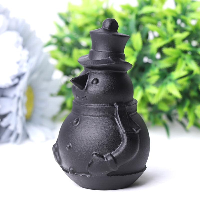 3.7" Black Obsidian Snowman Crystal Carvings Wholesale Crystals