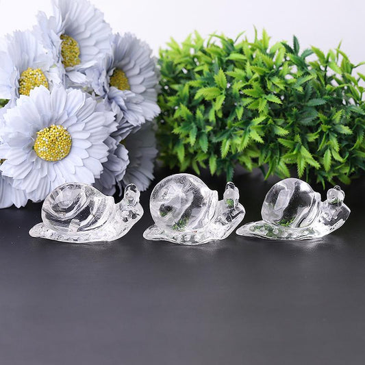 1.2-1.5" Clear Quartz Snail Crystal Carvings Wholesale Crystals