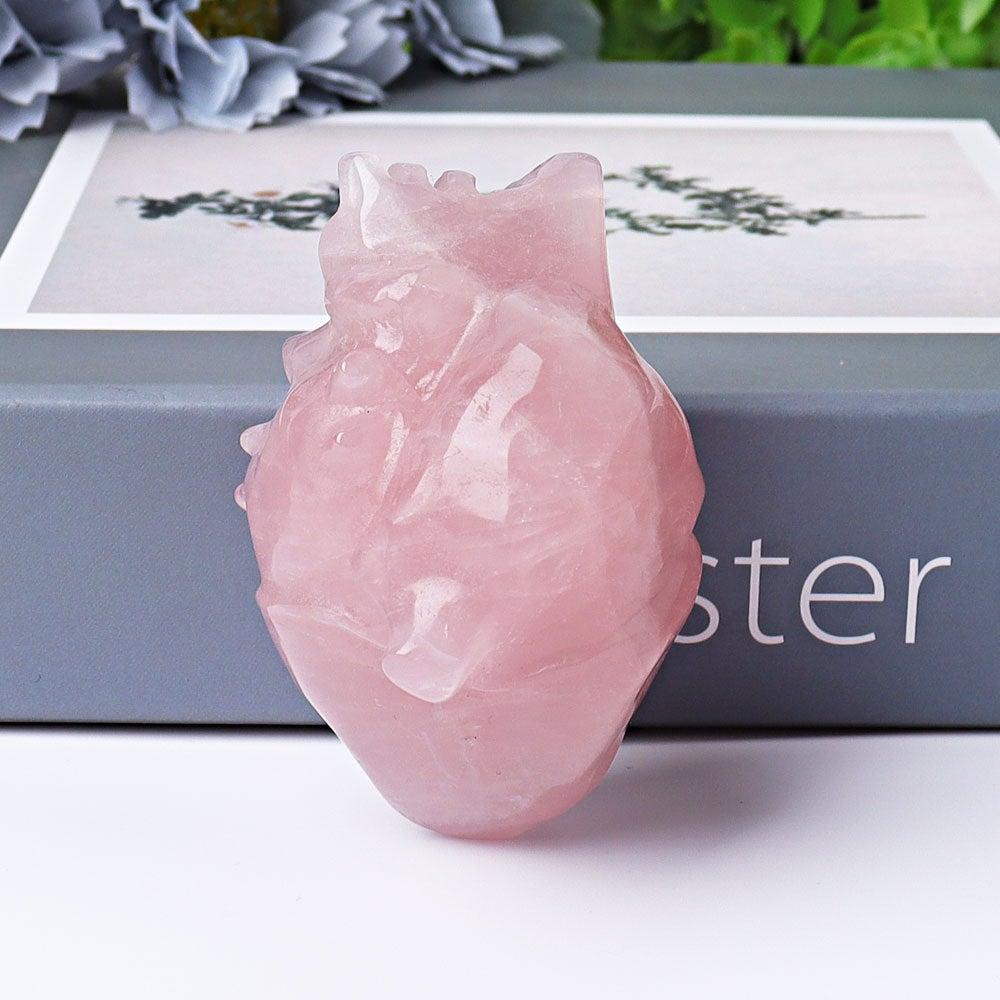 2.6" Rose Quartz Heart Crystal Carvings Wholesale Crystals