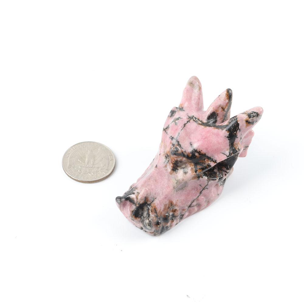 Rhodonite Dragon Head Carvings Wholesale Crystals