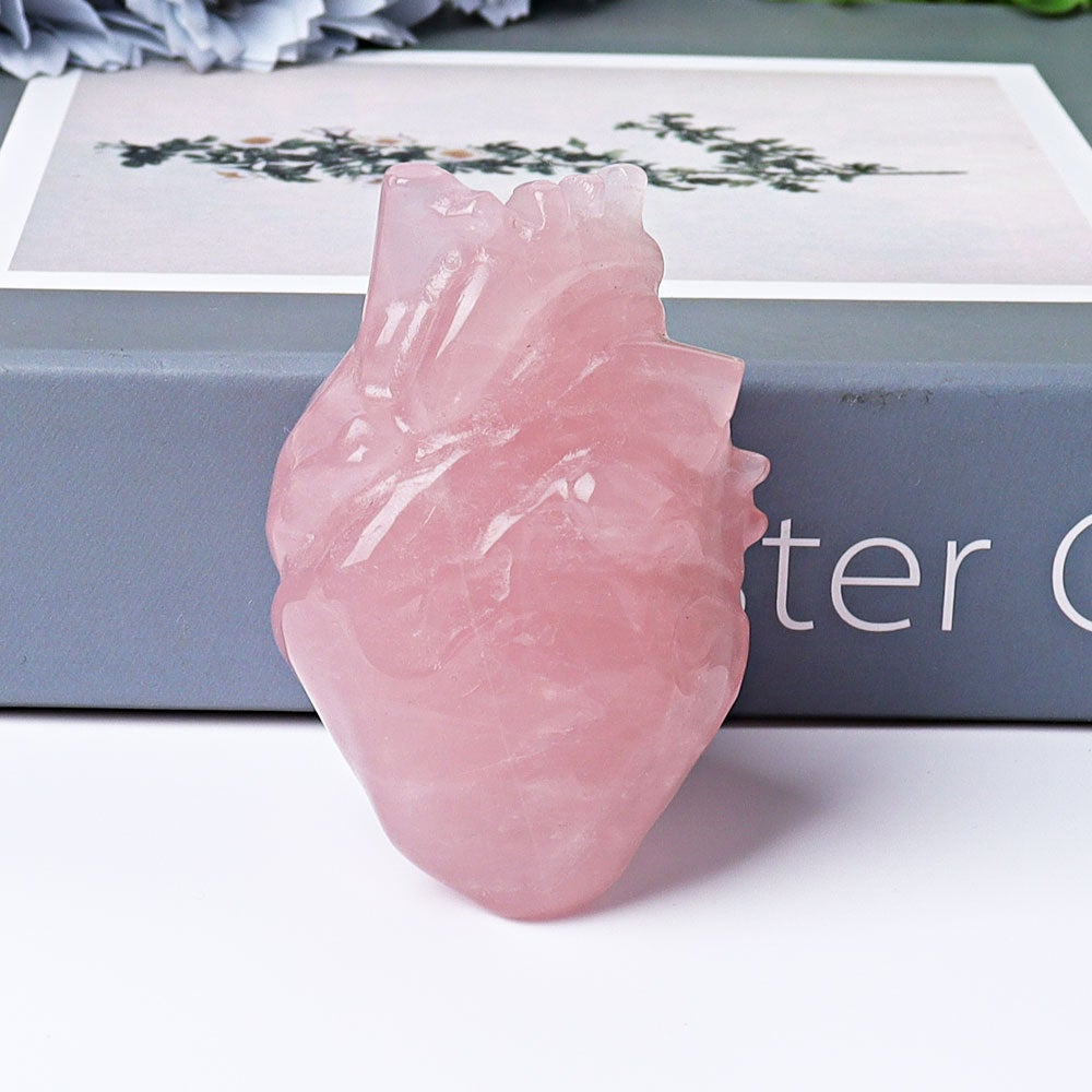 2.6" Rose Quartz Heart Crystal Carvings Wholesale Crystals