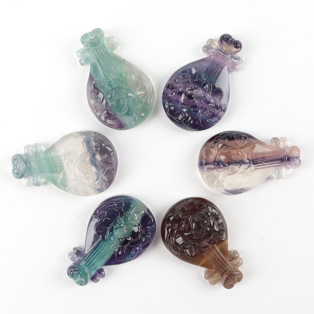 Fluorite Lute Shape Carvings for Jewelry Making Wholesale Crystals