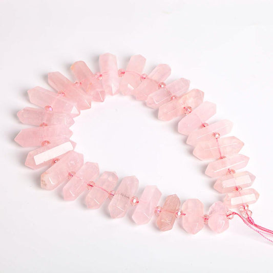 Rose Quartz Crystal Point Chain String for DIY Wholesale Crystals