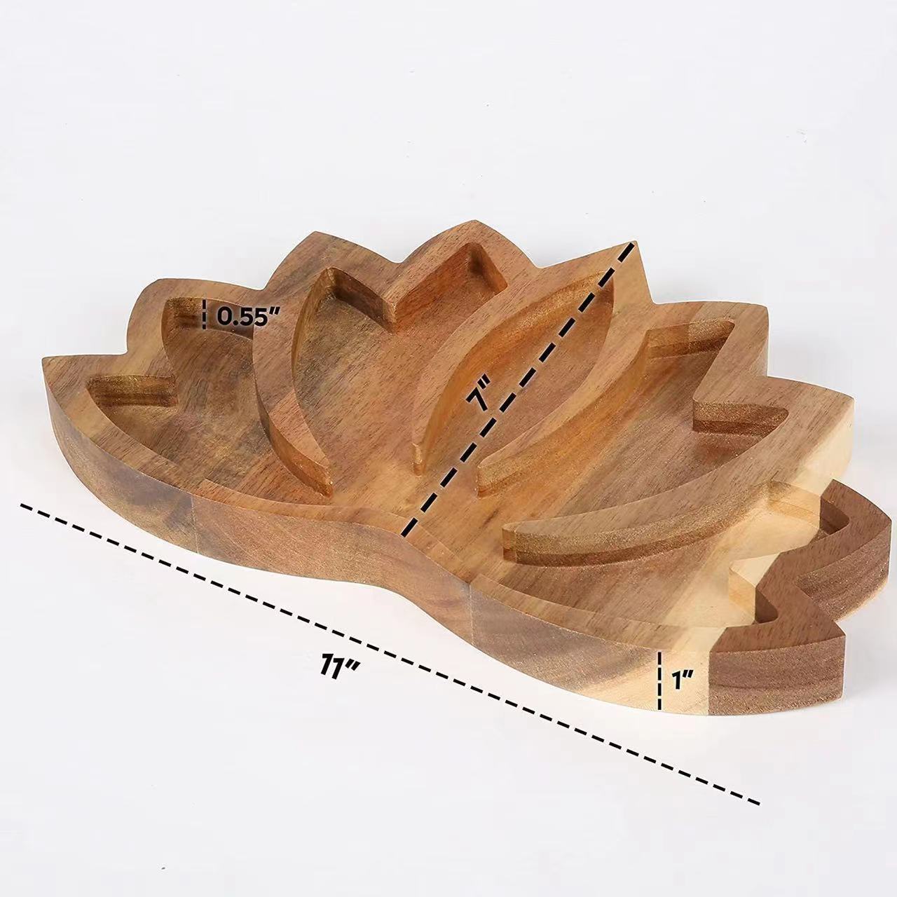 11.0" Wooden Lotus Bowl for Crystals Flower Shape Display Plate Bulk Wholesale  Wholesale Crystals