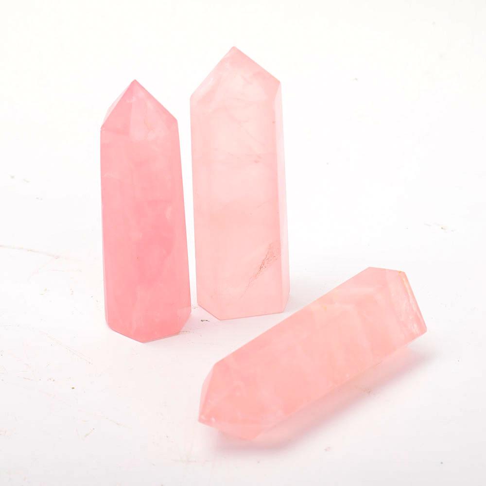 Set of 3 Rose Quartz Points Wholesale Crystals