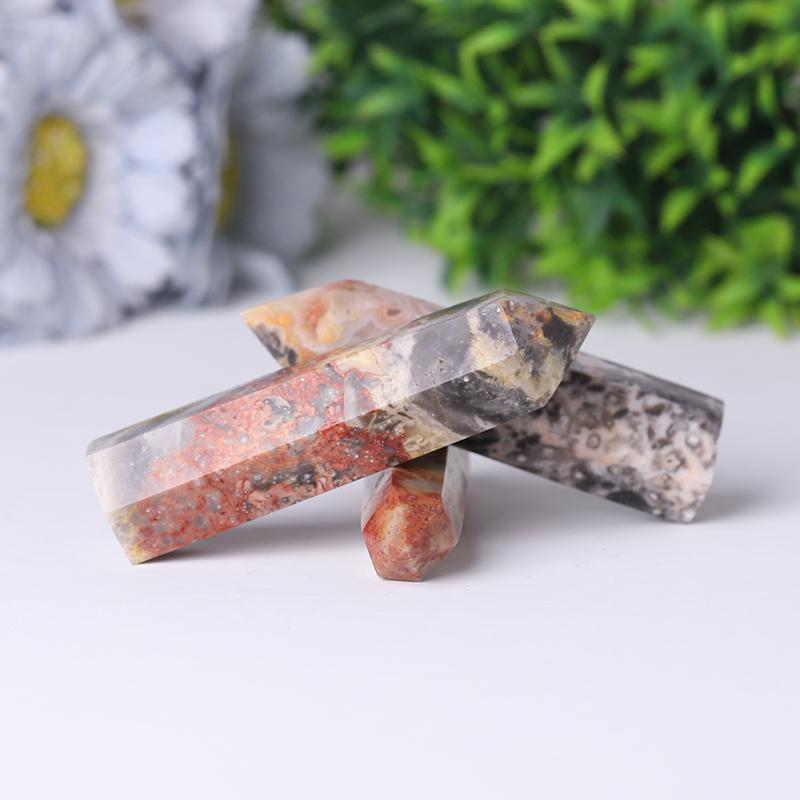 Natural Crystal Healing Wand Gemstone Point Crazy Agate Point Wholesale Crystals