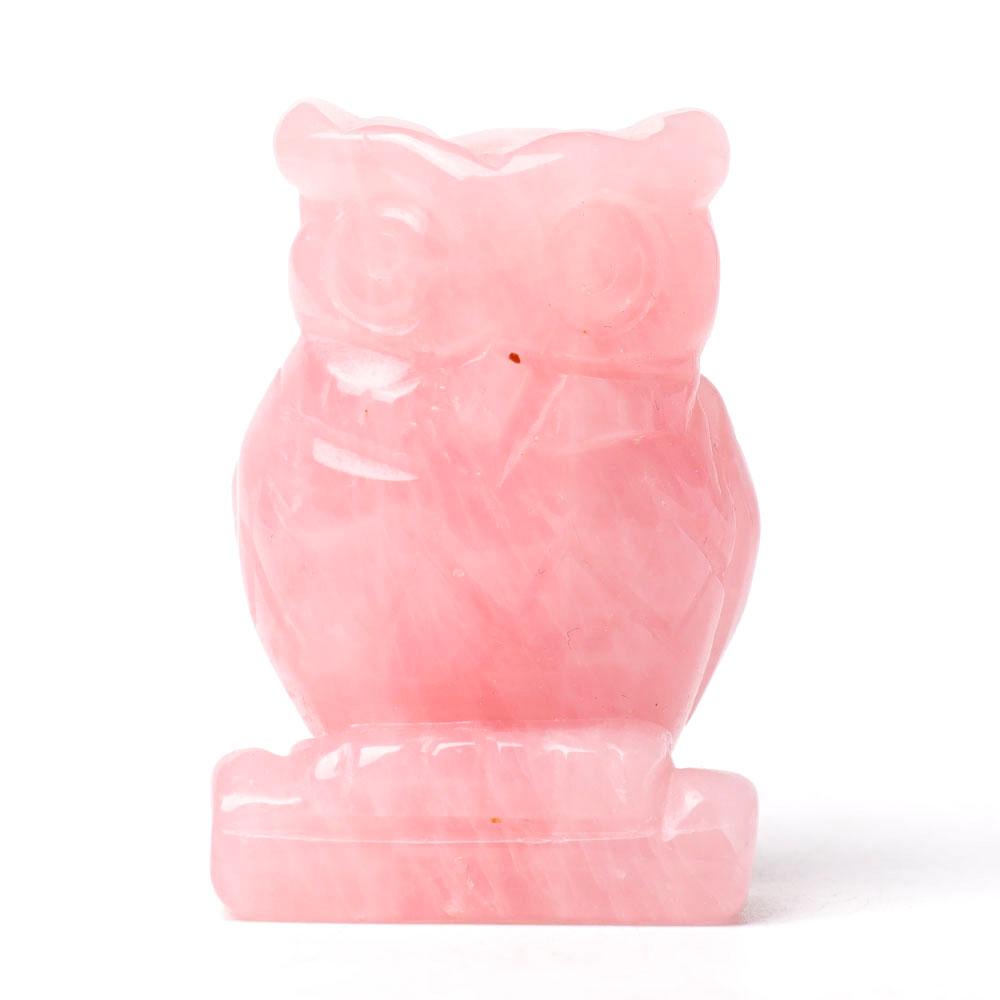 2.0" Rose Quartz Owl Figurine Crystal Carvings Wholesale Crystals