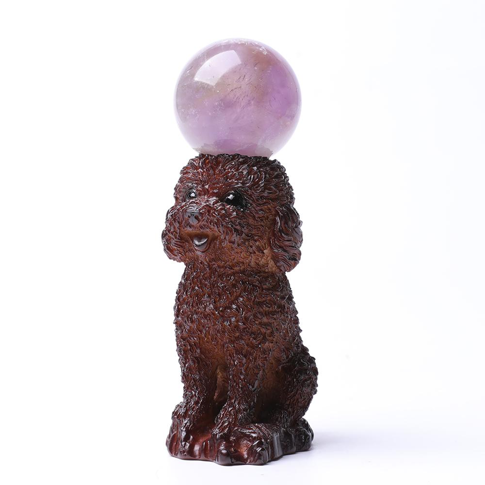 Resin Teddy Dog Statue Stand Wholesale Crystals