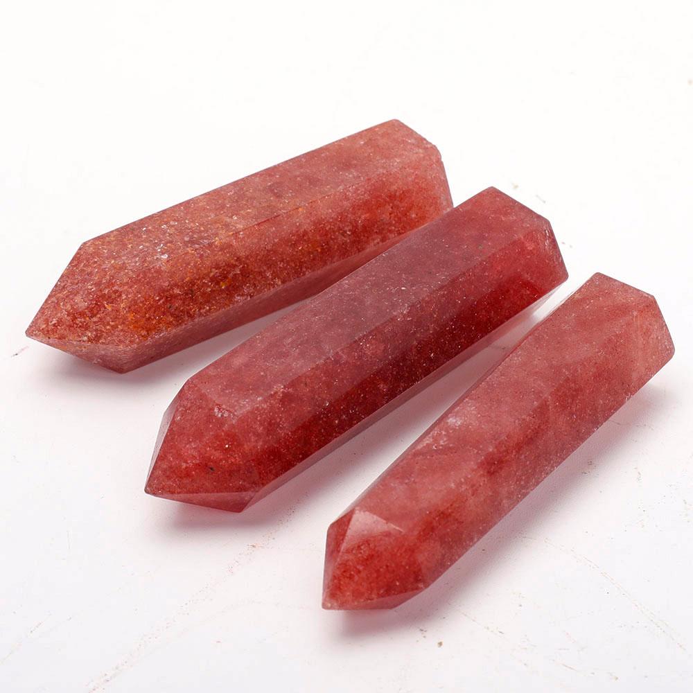 Set of 3 Strawberry Quartz Points Wholesale Crystals