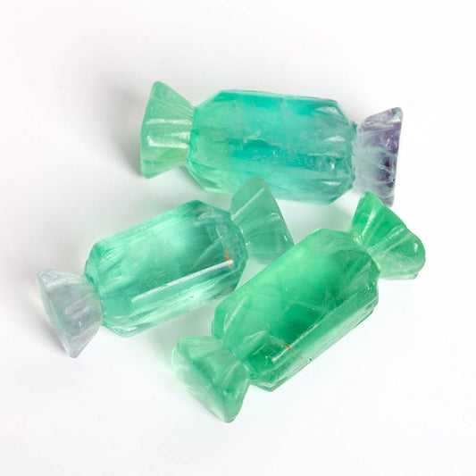 Set of 3 Fluorite Candy Shape Carving Decoration Wholesale Crystals