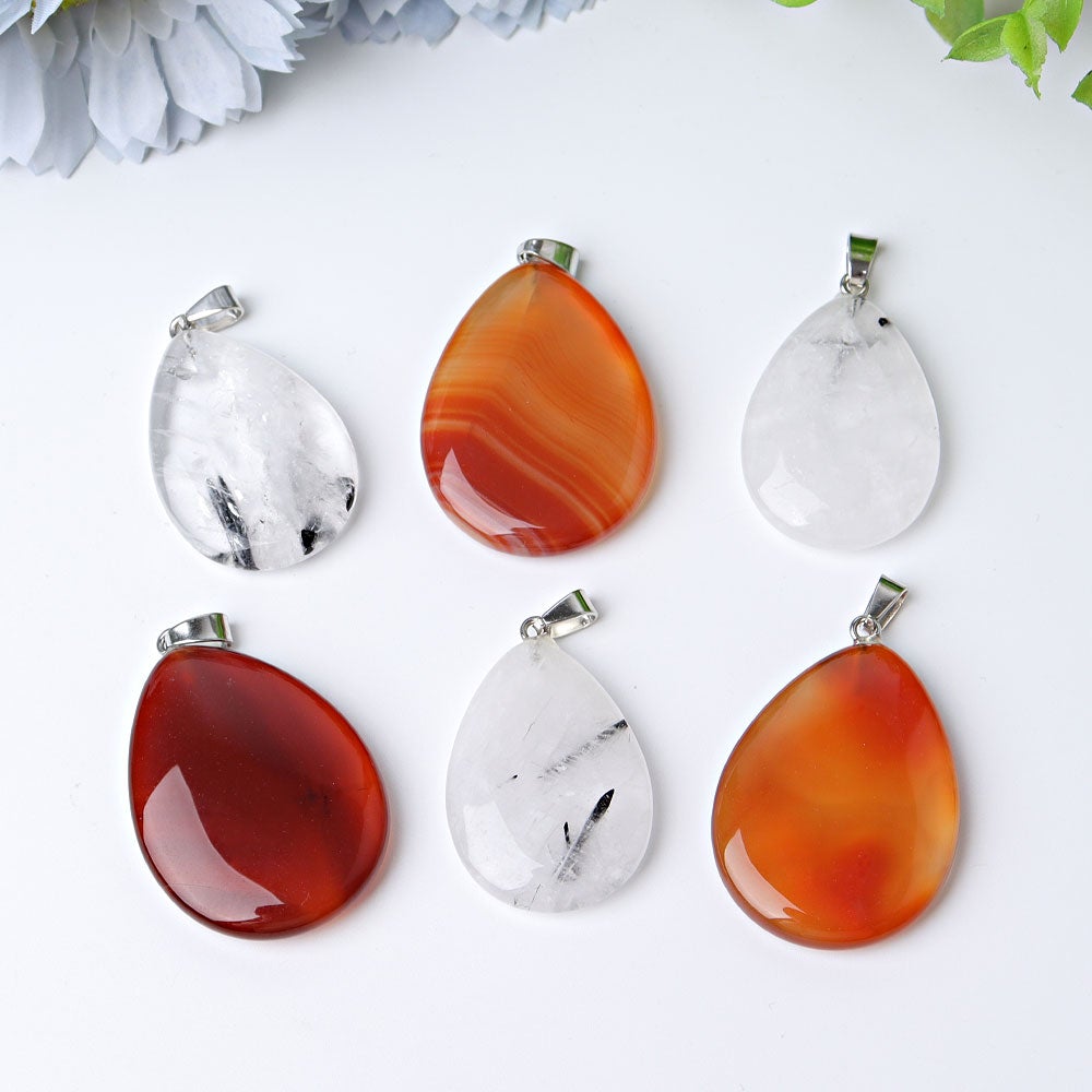 1.5" Carnelian Black Tourmaline Water Drop Pendant Wholesale Crystals