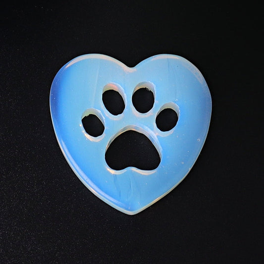 1.9" Opalite Heart with Cat Paw Crystal Carvings Wholesale Crystals