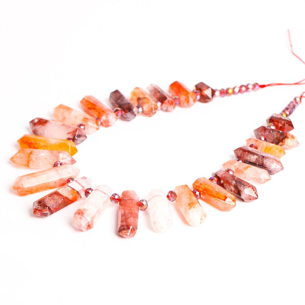 Fire Quartz Crystal Point Chain String for DIY Wholesale Crystals