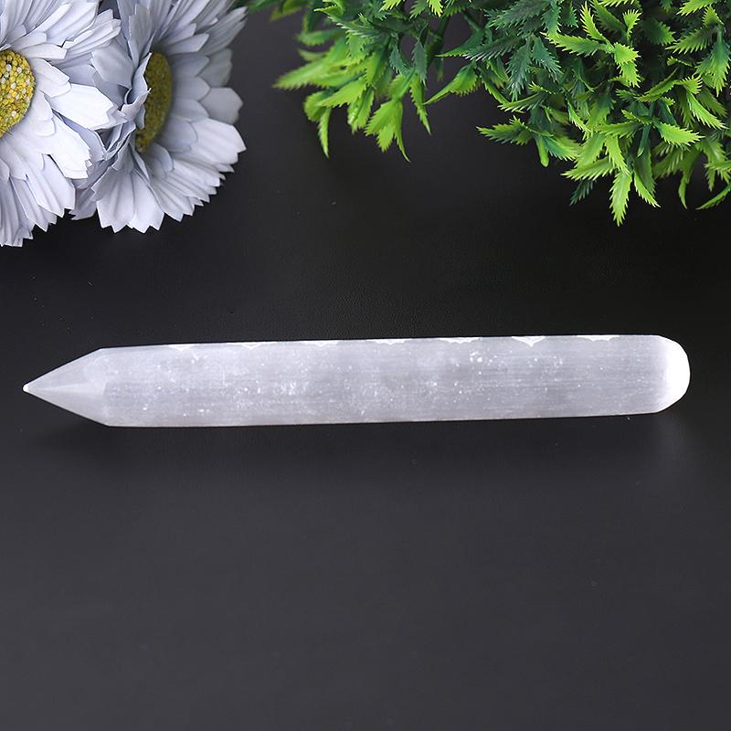 6" White Selenite Wand with Laser Engraved Chakra Pattern Wholesale Crystals