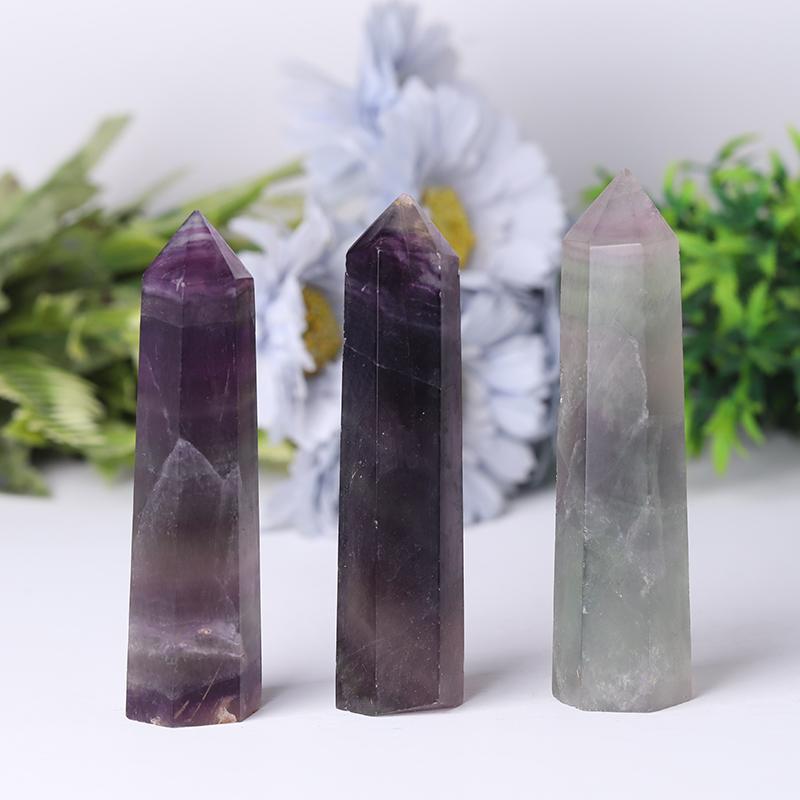 Natural Rainbow Fluorite Points Crystal Tower for Collection Wholesale Crystals