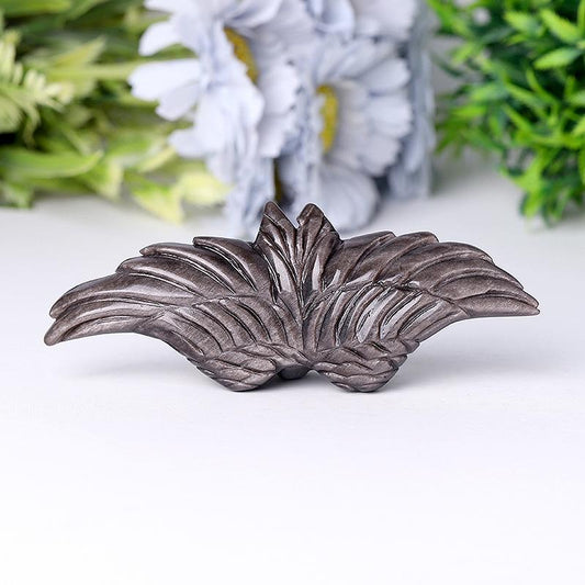 5.2" Silver Obsidian Wing Carving Wholesale Crystals