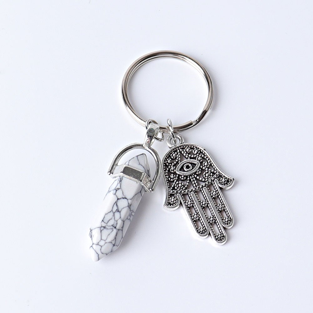 2.5“ Double Terminated Point with Devil's Eye Hand Key Chain for DIY Wholesale Crystals