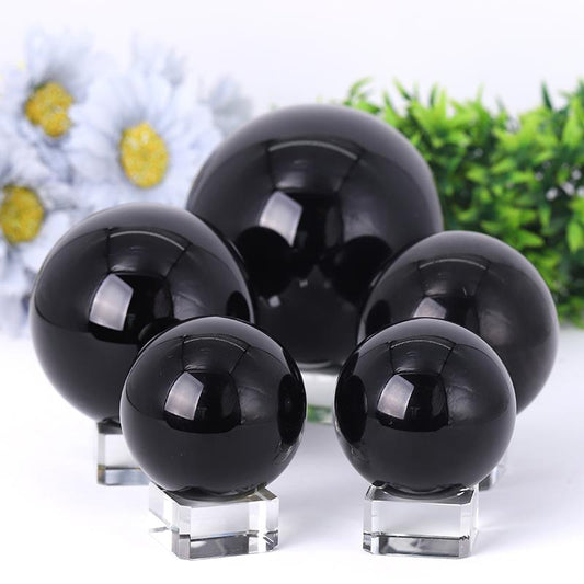 2.0"-4.0" Black Obsidian Sphere Wholesale Crystals